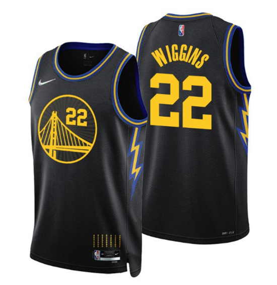 Men's Golden State Warriors #22 Andrew Wiggins 2021/22 City Edition Black 75th Anniversary Stitched Basketball Jersey